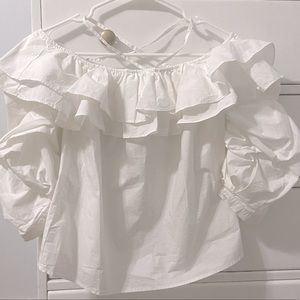 Joie white ruffle blouse.